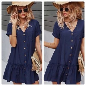 Vacation Staycation Navy Blue Mini Dress